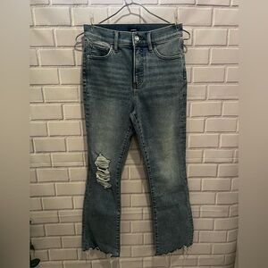 EXPRESS cropped Flair high rise hyper stretch Women's blue Jeans/size 2R
